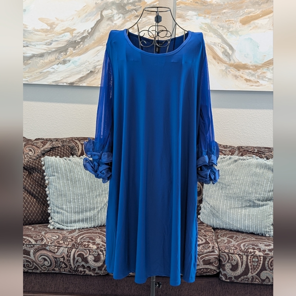 NWT Elegant Blue Tunic/Dress with Sheer Sleeves